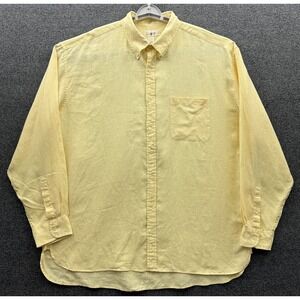 Vintage J Crew Shirt Mens XLT Yellow Linen Oarsman Long Sleeve Button Up XL Tall